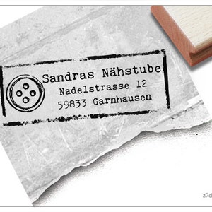 Adressstempel personalisiert VINTAGE KNOPF - Adress Stempel, Firmenstempel, Holzstempel o. Automatikstempel individualisiert, Geschenk