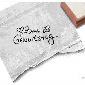 Stempel Zum Geburtstag - Kleiner Textstempel für Glückwünsche, Karten und Geschenkanhänger, Gutschein, Geburtstagsgeschenk, Deko, Scrapbook