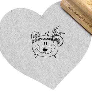 Stempel BÄR BALU mit KOPFSCHMUCK - Motivstempel, Bildstempel, Karten, Basteln, Geschenk für Kinder, Geburtstag, Einschulung, Schule und Kita