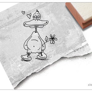 Stempel Tierstempel Ente mit Herz - Kinderstempel für Kita, Kinderzimmer, Schule und Einschulung, Basteln und Deko, Geschenk für Kinder