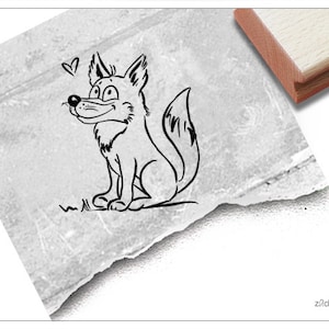 Stempel Tierstempel Wolf mit Herz - Kinderstempel für Kita, Kinderzimmer, Schule und Einschulung, Basteln, Deko, Geschenk für Kinder