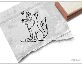 Stempel Tierstempel Wolf mit Herz - Kinderstempel für Kita, Kinderzimmer, Schule und Einschulung, Basteln, Deko, Geschenk für Kinder