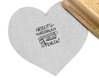 Leerkrachtstempel - VERMIST WERKMATERIAAL - Schoolstempel, motiverende stempel, cadeau voor leerkrachten, onderwijzers, basisschool - Lessen