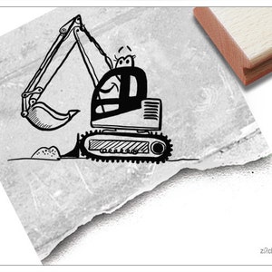 Stempel Kinderstempel BAGGER - Motivstempel / Bildstempel für Kita, Kinderzimmer und Schule, Geschenk für Kinder, Geburtstag, Einschulung