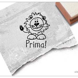 Elogio del timbro dell'insegnante - PRIMA! con leone - timbro scolastico per gli insegnanti, timbro di lode per motivare gli studenti, come ricompensa per i buoni risultati