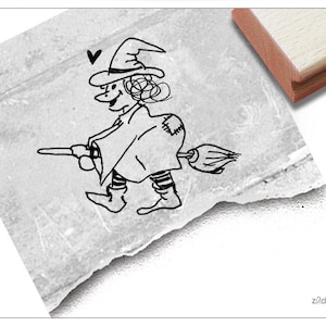 Stempel Halloween Kleine Heks - kinderstempel / motiefstempel voor kinderopvang, kinderkamer en school, cadeau voor kinderen, knutselen, scrapbooking