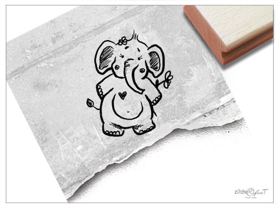 ZAcheR-fineT Tierstempel Elefant – Kinderstempel Für Basteln, Karten & Scrapbooking, 29x47 Mm
