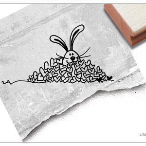 Stempel Tierstempel HASE im Herzhaufen - Motivstempel zu Ostern, Basteln, Karten und Geschenkanhänger, Geschenk für Kinder, Osterdeko