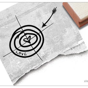Stempel Hochzeitsstempel ZIELSCHEIBE Mitten ins Herz - Bildstempel zum Valentinstag, Verlobung, Hochzeit, für Karten, Einladung, Tischdeko