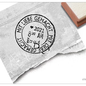 Stempel Poststempel MIT LIEBE GEMACHT 2021 - Vintage Textstempel im Shabby chic Look, für Karten, Etiketten und Geschenkanhänger, Scrapbook