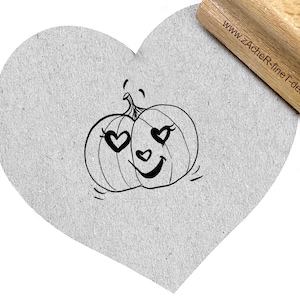 Stempel Lustiger KÜRBIS mit Herzaugen Halloween - Kinderstempel/Motivstempel  für Kita und Schule, Geschenk, Basteln, Scrapbooking