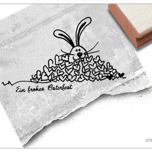 Timbro Timbro pasquale Un coniglietto di BUONA PASQUA nel mucchio del cuore - timbro con testo per Pasqua, biglietti di auguri di Pasqua, etichetta regalo, decorazione pasquale
