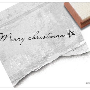Timbro Timbro natalizio - Buon Natale, scrittura a mano - timbro con testo per Natale, per cartoline, etichette regalo, artigianato, decorazioni natalizie