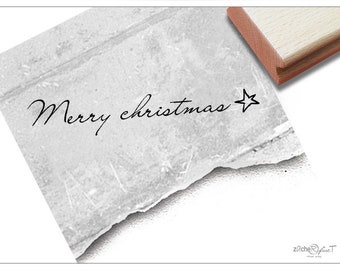 Stempel Weihnachtsstempel - Merry Christmas, Handschrift - Textstempel zu Weihnachten, für Karten, Geschenkanhänger, Basteln, Weihnachtsdeko