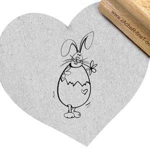 SELLO Sello de Pascua - CONEJO DE PASCUA en un HUEVO - sello con motivo de conejito de Pascua, dibujo para tarjetas y etiquetas de regalo, decoración, por zAcheR-fineT