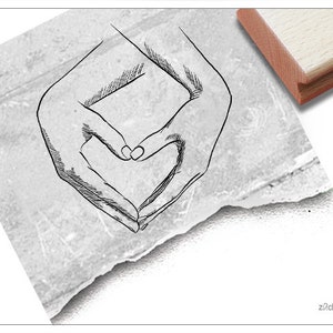 Stempel Motivstempel HERZ in Händen - Bildstempel zum Valentinstag, Einladung zur Hochzeit, Liebesgrüße, Karten, Tischdeko, Gastgeschenk