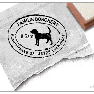 Timbro con indirizzo personalizzato SEGNALE POSTALE CANE I - timbro con indirizzo, timbro di famiglia con nome del cane, timbro in legno personalizzato, regalo