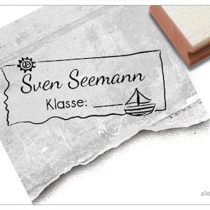 Tampon scolaire individuel MARITIM voilier - tampon nominatif personnalisé avec nom et classe, tampon en bois ou tampon automatique, cadeau