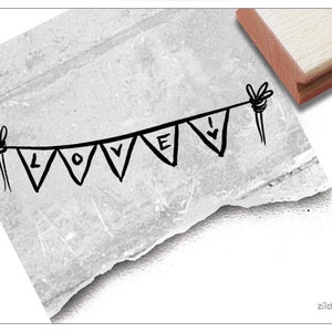 Stempel Hochzeitsstempel WIMPELKETTE Girlande mit LOVE! - Bildstempel für Valentinstag, Verlobung, Hochzeit, Karten, Einladung, Tischdeko