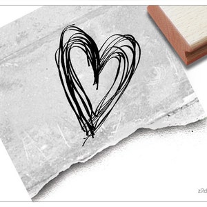 Stempel Herz, Linienherz - Motivstempel für Verlobung, Hochzeit, Valentinstag, Herzstempel für Karten, Tischdeko, Gastgeschenk, Scrapbook