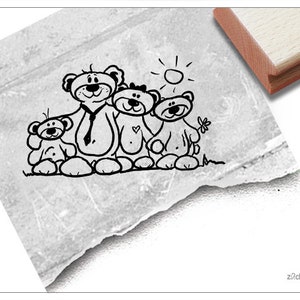 Stempel Tierstempel Bären-Familie III - Kinderstempel für Kita, Kinderzimmer, Schule, Einschulung, Geburtstag, Basteln, Geschenk für Kinder