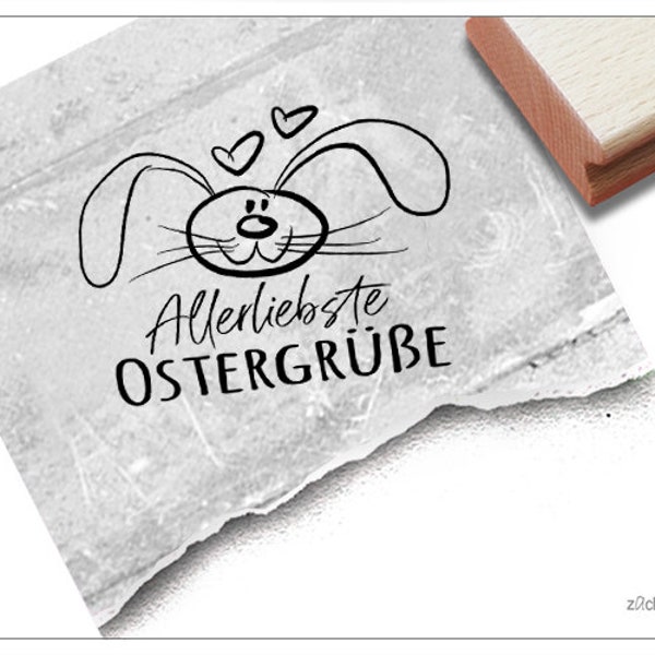 Stempel Osterstempel Allerliebste Ostergrüße mit Hase - Textstempel zu Ostern, Karten und Geschenkanhänger, Osterdeko, Tischdeko, Scrapbook