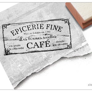 Stempel Motivstempel Vintage Café Label, altes französisches Schild - Textstempel, Poststempel für Scrapbook, Kunst, Shabby chic style, Deko