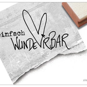 Stempel Textstempel Einfach wunderbar mit Herz - Schriftstempel für Karten und Geschenkanhänger, Basteln und Deko, Scrapbook, Geschenk