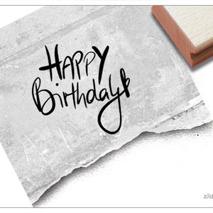 Stempel Happy Birthday mit Herz - Textstempel für Glückwünsche zum Geburtstag, Karten und Geschenkanhänger, Gutschein, Geschenk, Scrapbook