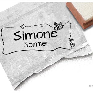 Timbro personalizzato con nome ape - timbro personalizzato con nome e animale, timbro in legno o timbro automatico, regalo per bambini