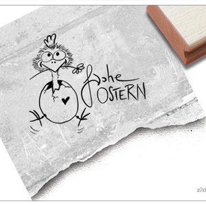 Sello Sello de Pascua Feliz Pascua con pollitos en un huevo - Sello de texto para Pascua, para tarjetas, etiquetas de regalo, decoraciones de Pascua, decoraciones de mesa, álbumes de recortes
