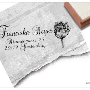 Timbro indirizzo personalizzato FIORE Rosa - timbro indirizzo, timbro famiglia, timbro in legno o timbro automatico personalizzato, regalo