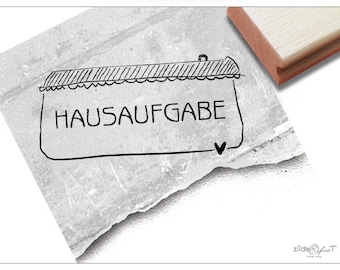 Stempel Lehrerstempel HAUSAUFGABE mit Haus - Textstempel für die Schule, Schulheft, Logbuch, Motivation für Kinder, Schulstempel für Lehrer