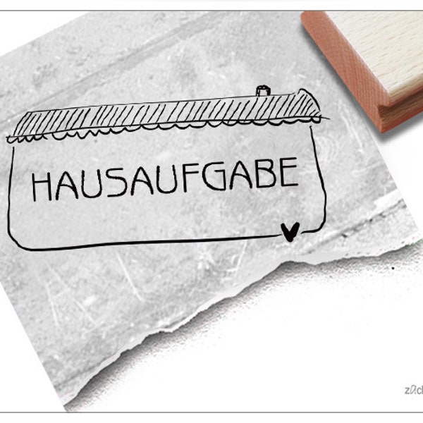 Stempel Lehrerstempel HAUSAUFGABE mit Haus - Textstempel für die Schule, Schulheft, Logbuch, Motivation für Kinder, Schulstempel für Lehrer