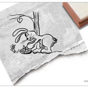 Timbro timbro pasquale CONIGLIETTO PASQUALE con nido - timbro animale per Pasqua, per auguri di Pasqua, cartoline e etichette regalo, regalo per bambini, decorazioni pasquali