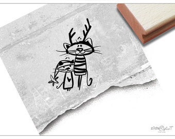 Stempel Weihnachtsstempel Kleine Katzen, Weihnachtskatzen - Tierstempel zu Weihnachten, Weihnachtsdeko, Geschenk für Kinder, Basteln, x-mas