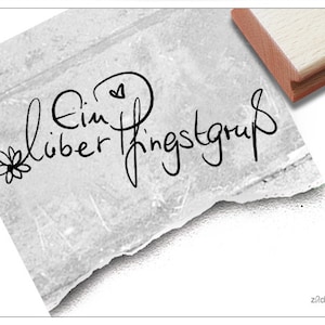 Timbro con testo UN CARO SALUTO DI PENTECOSTE scritto a mano - timbro di scrittura per Pentecoste, per biglietti, etichette regalo, decorazioni per la tavola, album di ritagli