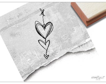 Stempel Herzen, Herzkette - Motivstempel zum Valentinstag, Hochzeit, für Karten, Einladung, Tischdeko, Gastgeschenk, Fotobuch, Scrapbook