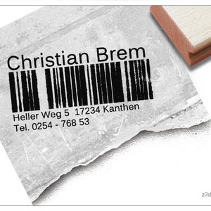 Timbro indirizzo personalizzato BARCODE I - timbro indirizzo, timbro aziendale, timbro in legno o timbro automatico personalizzato, regalo