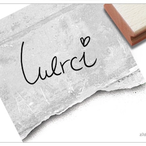 Timbro Merci con cuore, scritto a mano - timbro con testo per il tuo ringraziamento, per cartoline, etichette regalo, artigianato e decorazioni, ringraziamento, album di ritagli