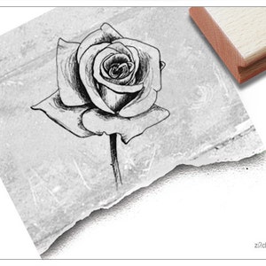 Stempel Motivstempel - Blume Romantische ROSE - Bildstempel für Karten, Servietten, Tischdeko - Geschenk zur Hochzeit oder Valentinstag