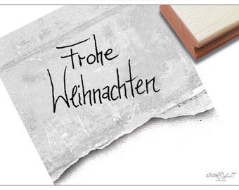 Stempel Weihnachtsstempel FROHE WEIHNACHTEN - Textstempel / Schriftstempel für Karten, Geschenkanhänger, Geschenk, Weihnachtsdeko, Tischdeko