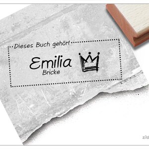 Timbro individuale per libri Ex Libris CORONA, personalizzato con nome, timbro in legno o timbro automatico, regalo per bambini, iscrizione scolastica
