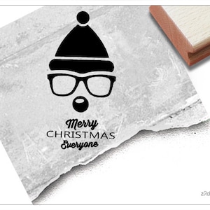 Timbro Timbro natalizio BUON NATALE Tutti con il naso rosso - timbro con testo, Natale, cartoline, etichette regalo, regalo, decorazione natalizia