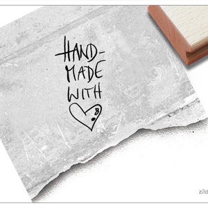 Stempel Handmade with heart, in Handschrift - Textstempel für Karten, Geschenkanhänger und Geschenke, Etiketten selbst gemacht, Handgemacht