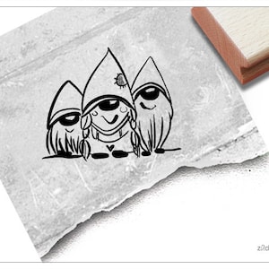 Sello de banda de gnomos, gnomos, enanos - sello con motivo, sello de gnomos, guardería y habitación infantil, regalo para niños, tarjetas, manualidades, álbum de recortes