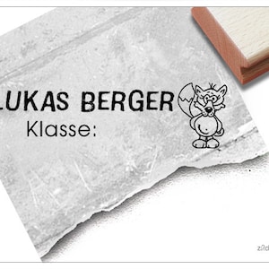 Timbro scolastico individuale FOX - timbro per bambini personalizzato con nome e classe, timbro in legno o timbro automatico, regalo di iscrizione scolastica
