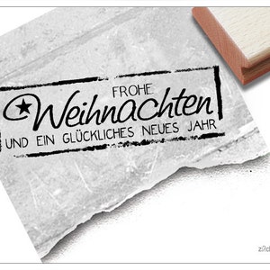 Stempel Weihnachtsstempel - Frohe Weihnachten und ein glückliches neues Jahr - Vintage Textstempel, Karten, Geschenkanhänger, Geschenk, Deko