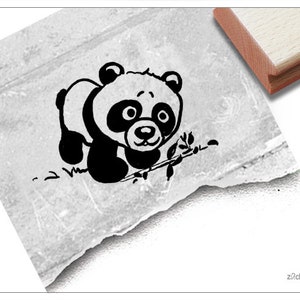 Stempel Tierstempel Panda-Bär mit Bambus - Kinderstempel für Kita, Kinderzimmer, Schule, Einschulung, Basteln, Deko, Geschenk für Kinder