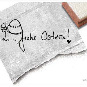 Stempel Osterstempel FROHE OSTERN handschriftlich mit Osterei - Textstempel zum Osterfest, Karten, Geschenkanhänger, Geschenk, Osterdeko